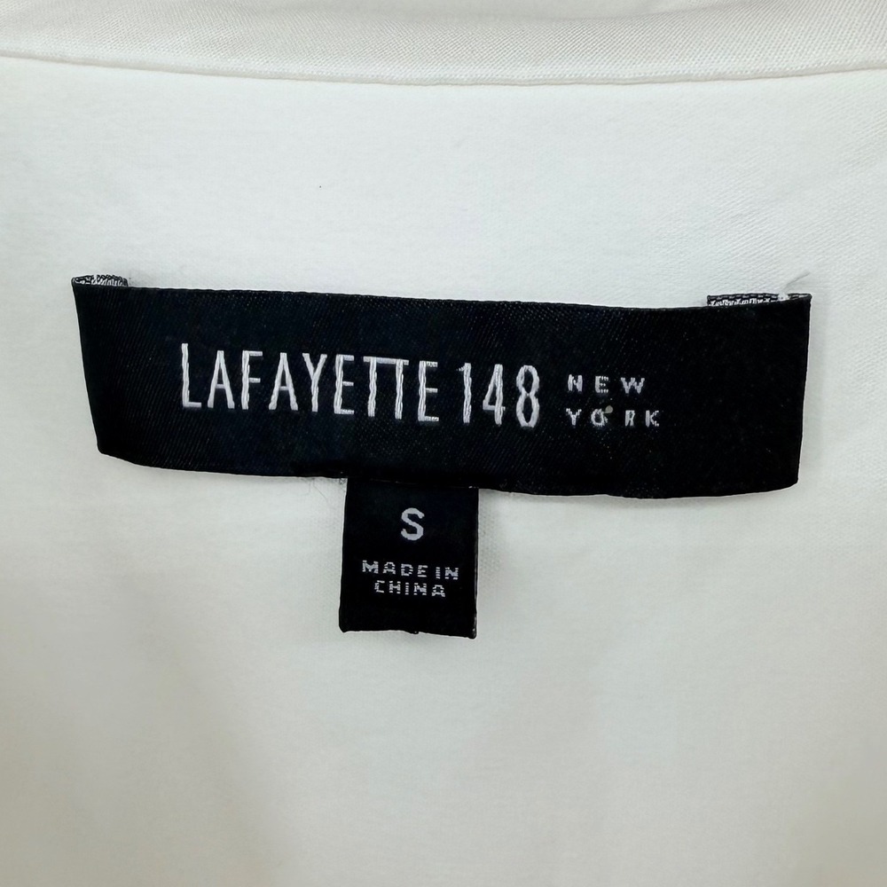 Lafayette 148 Women's S White Cotton Blend Button Down Shirt rolled cuff Shirt - Picture 3 of 8